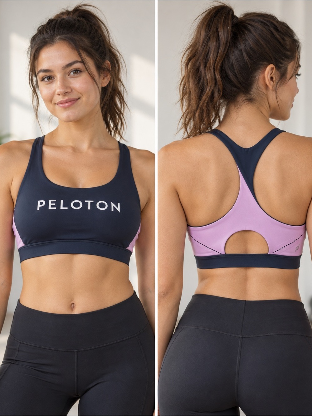 Peloton Navy and Lavender Racerback Sports Bra